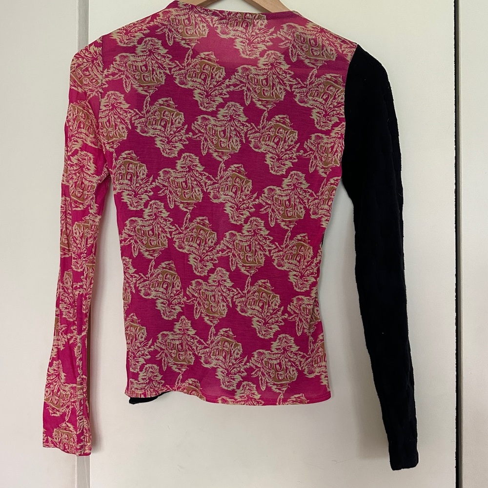 Custo Barcelona black / pink long sleeve shirt in size Small